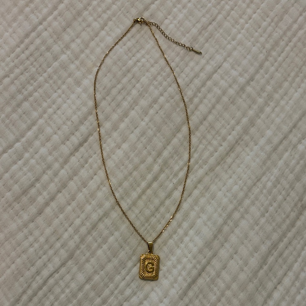 Gold G Initial Stainless Steel Necklace